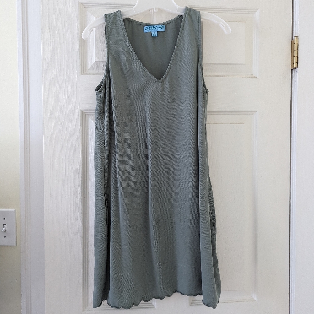 Sage Green Shift Dress with Pockets